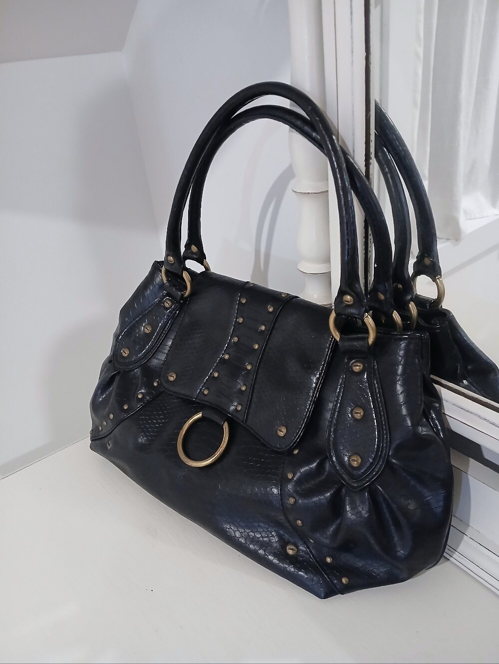 Vintage Y2K Nine West Studded Satchel Bag